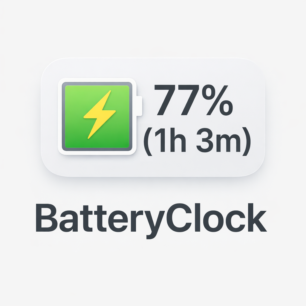 BatteryClock screenshot showing the app interface and features